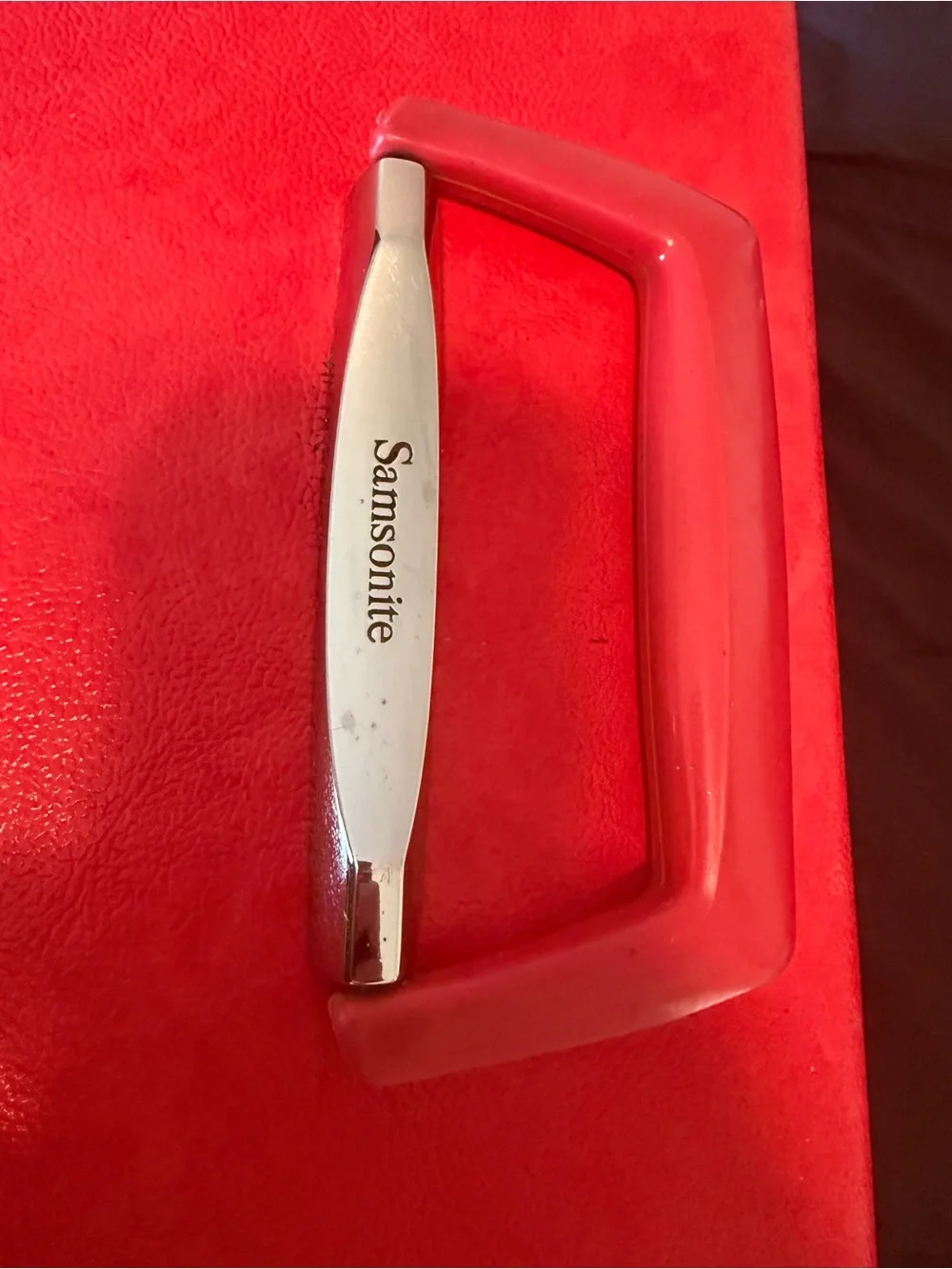 Samsonite Red Train Case with Silver Trim
